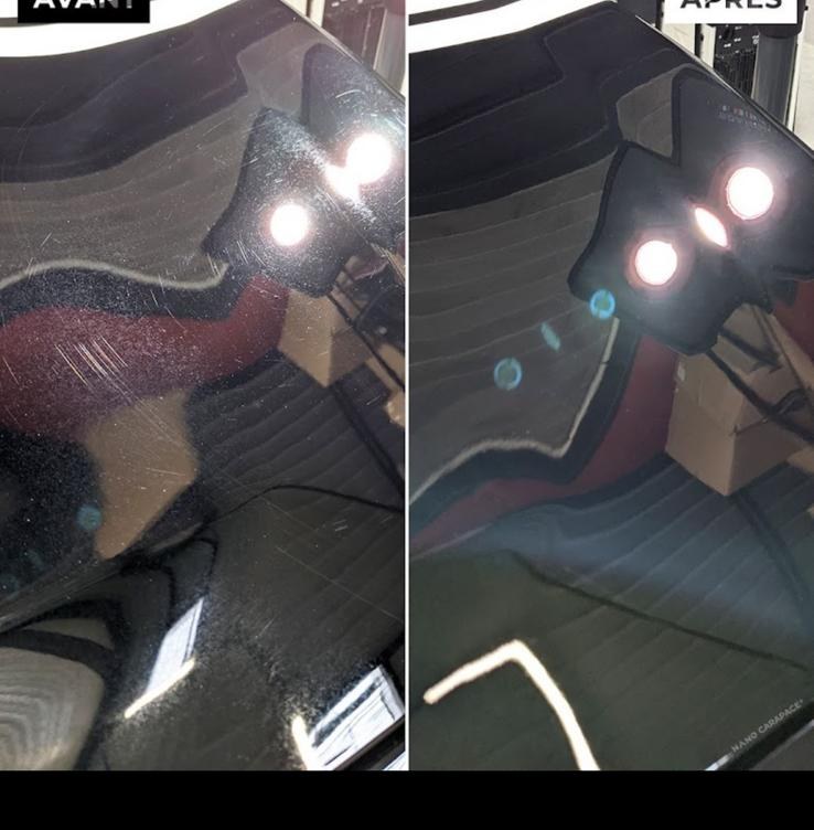 Avant / après detailing carrosserie noire — correction rayures Jumswash