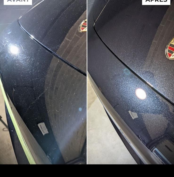 Avant / après polissage Porsche bleu nuit — Jumswash Charleroi